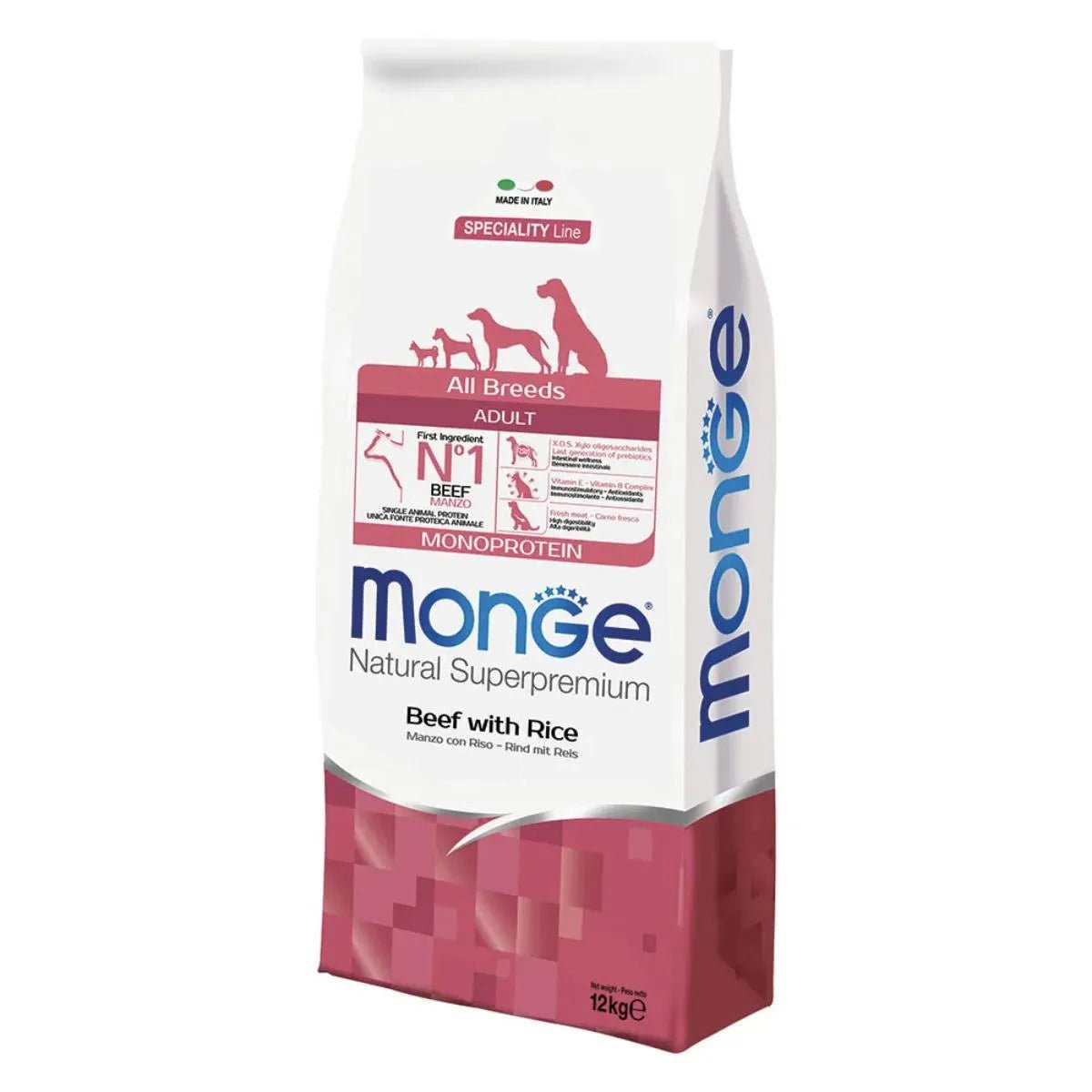 Monge Natural Superpremium Adult con manzo e riso 12kg - Sudpetfood