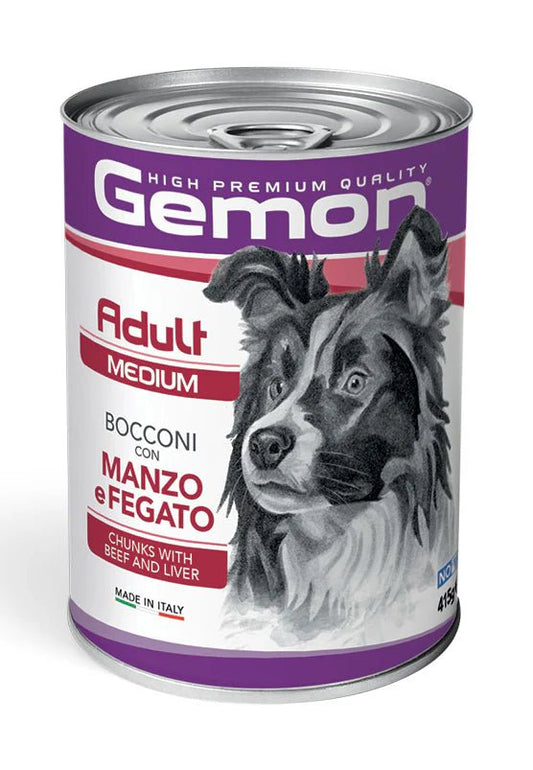 Gemon Adult Medium Bocconi con Manzo e Fegato 415g - Sudpetfood
