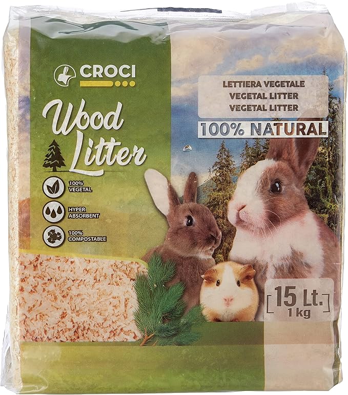 Lettiera vegetale per roditori a base di trucioli di abete, formato 15 lt - 1Kg - Sudpetfood