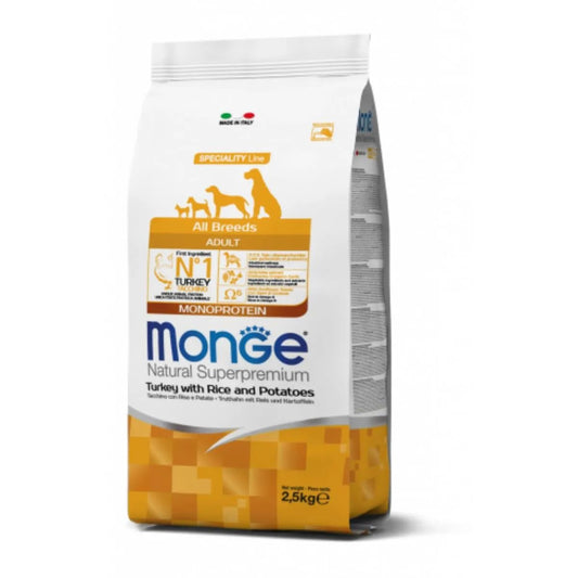 Monge Natural Superpremium Adult con Tacchino e riso 2,5kg - Sudpetfood