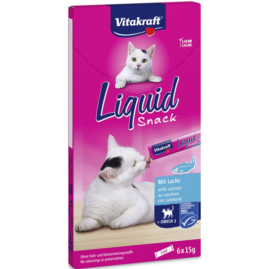 Vitakraft cat liquid snack con salmone e omega3 6x15grammi - Sudpetfood